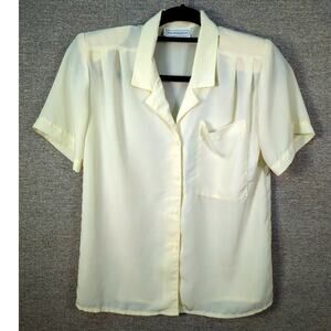 Vintage Impressions Blouse Short Sleeve Butter Yellow Business Size 6